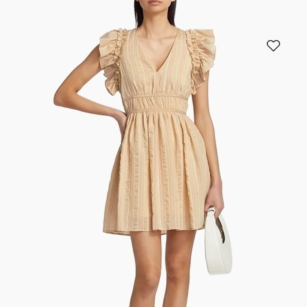 En Saison Brubeck Ruffled Minidress Peach Taupe Small